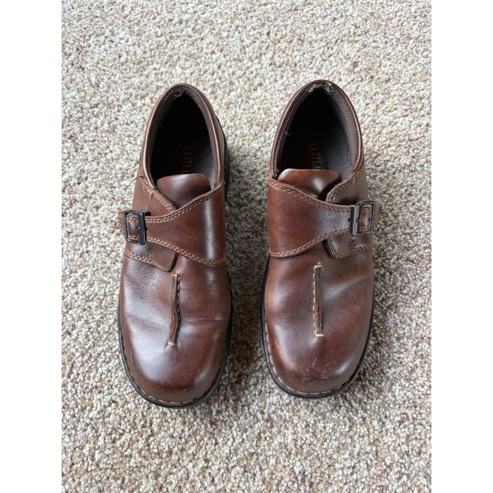 Eastland Syracuse Brown Leather Monk Strap Loafers Women 9 M 3166 Lug Sole Shoes